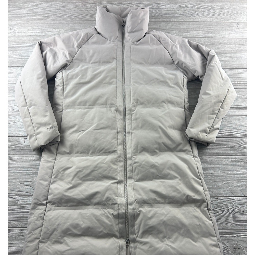 Kari Traa Womens Long Puffer Coat Gray Quilted Full Zip Insulated Jacket Large